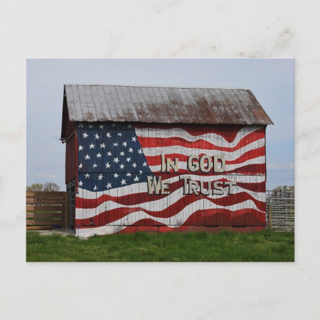 In God We Trust Barn Postcard (Front)