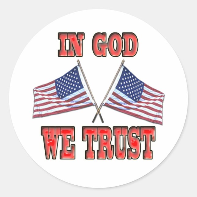 In God We Trust Crossed Flags Sticker (Front)