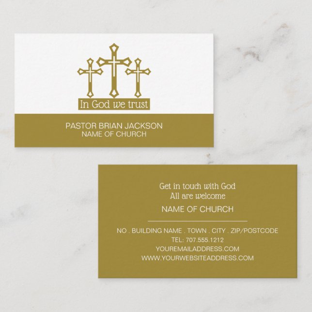 In God We Trust, Crucifix, Christianity, Religious Business Card (Front/Back)