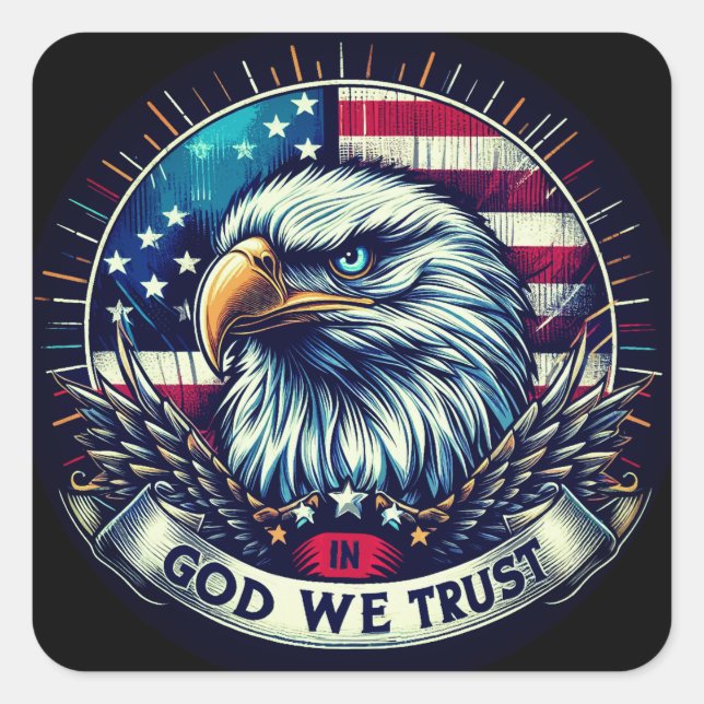 "In God We Trust Eagle" C Square Sticker (Front)