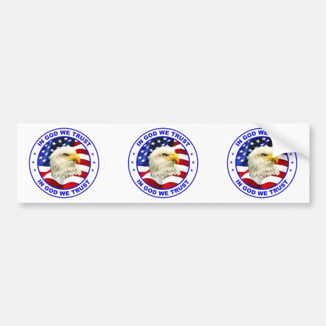 In God We Trust Eagle Flag Round classic Bumper St Sticker (Front)