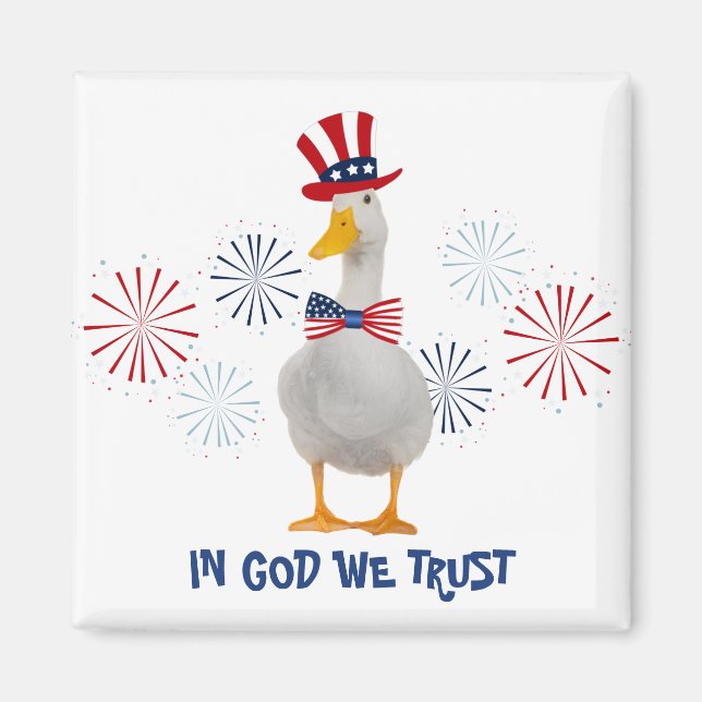 In God We Trust Patriotic Duck Magnet (Front)