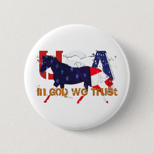 In God We Trust-Patriotic Horse 6 Cm Round Badge