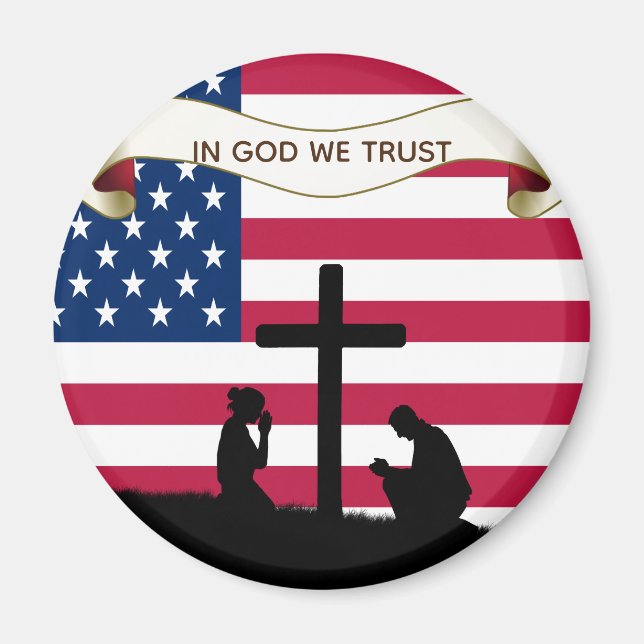 In God We Trust Praying Cross Custom Size Magnet (Front)