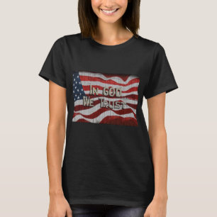 In God We Trust Rustic Barn Board American Flag T-Shirt
