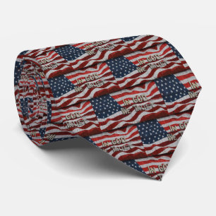 In God We Trust Rustic Barn Board American Flag Tie