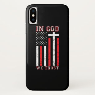 In God We Trust - Vintage USA Flag Cross Patriotic iPhone X Case