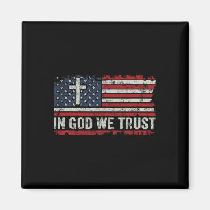 In God We Trust - Vintage Usa Flag Cross Patriotic Magnet