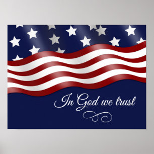 In God We Trust Waving Flag Poster
