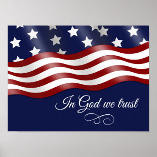 In God We Trust Waving Flag Poster