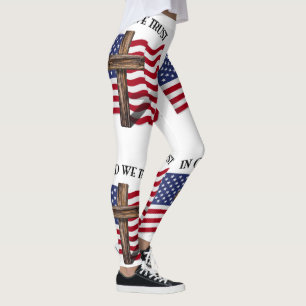 In God We Trust With Cross And Flag Leggings