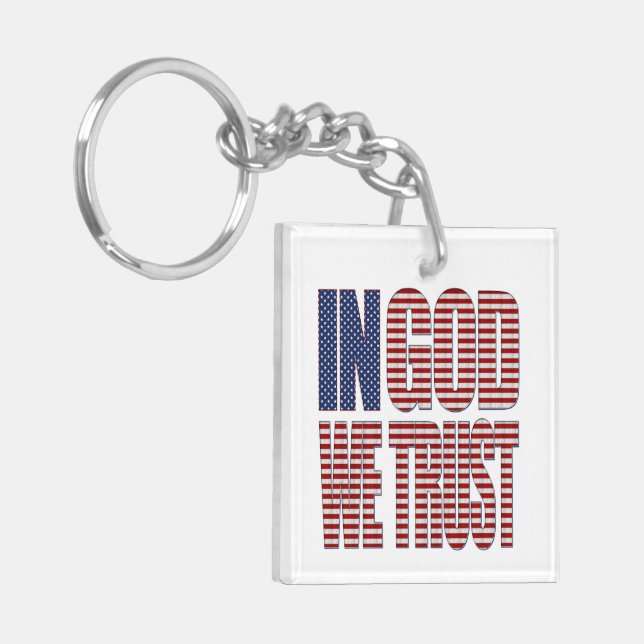 In God We Trust with Custom Back Text Christian Key Ring (Front Left)