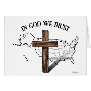 In God We Trust with rugged cross and US outline