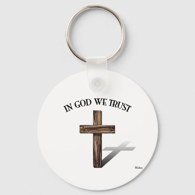 In God We Trust with rugged cross Key Ring (Front)
