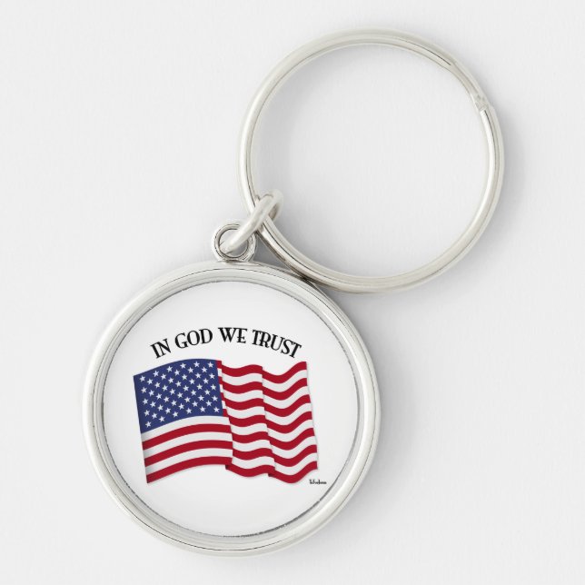 In God We Trust with US flag Key Ring (Front)