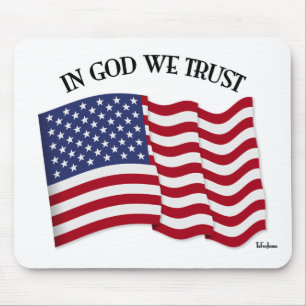 In God We Trust with US flag Mouse Pad