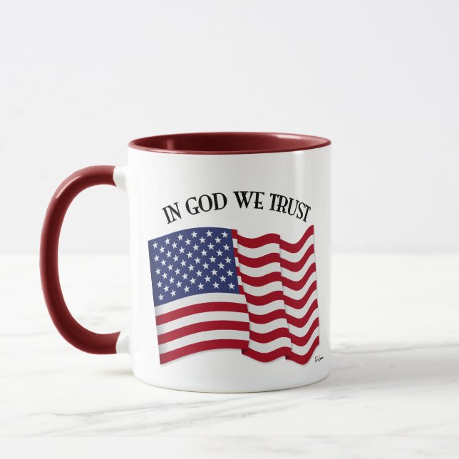 In God We Trust with US flag Mug (Left)