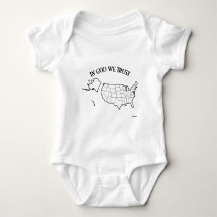 In God We Trust with US outline Baby Bodysuit