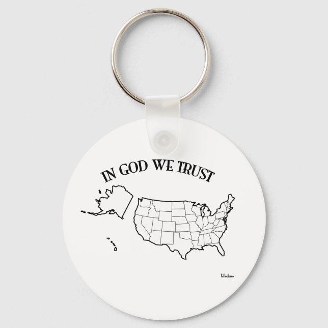 In God We Trust with US outline Key Ring (Front)
