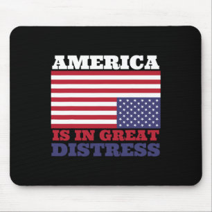 In Great Distress Upside Down American Flag United Mouse Pad