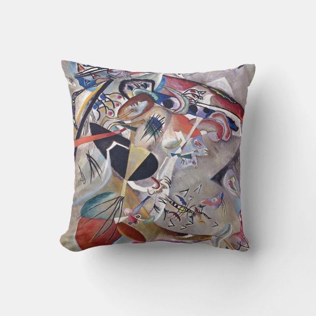 In Grey Kandinsky Modern Abstract Artwork Cushion (Front)