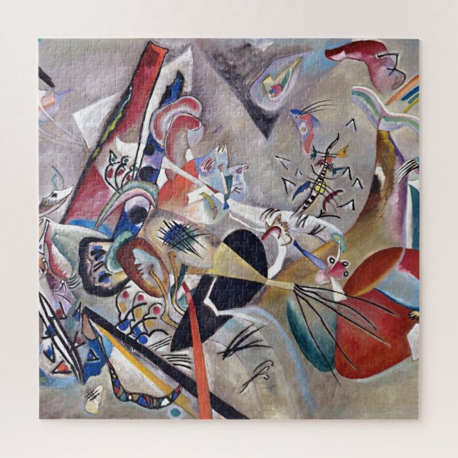 In Grey Kandinsky Modern Abstract Artwork Jigsaw Puzzle (Vertical)