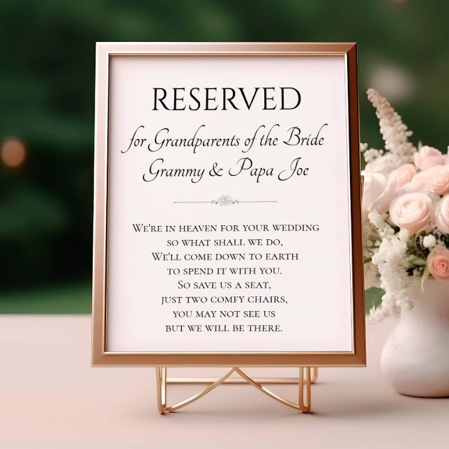 In Heaven Grandparents of Bride Memorial Wedding Poster (Creator Uploaded)
