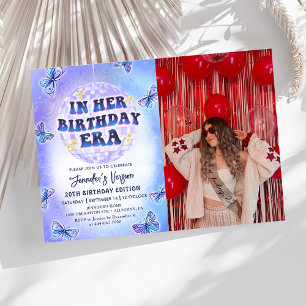 In Her Birthday Era Butterfly Birthday Photo Invitation