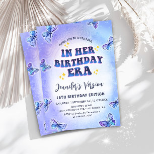 In Her Birthday Era Purple Butterfly Birthday Invitation