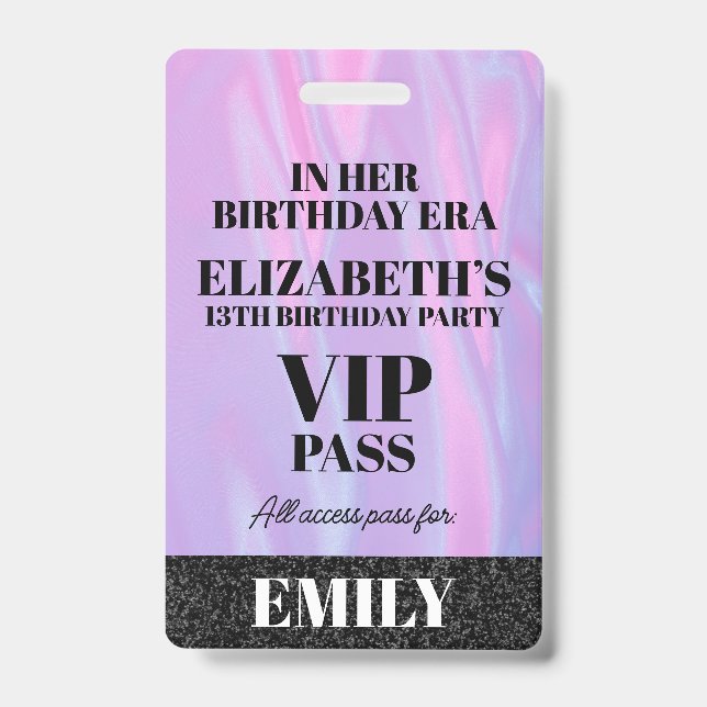 In Her Birthday Era VIP PASS Custom Party Lanyard ID Badge (Front)
