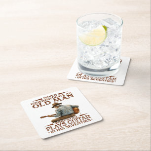 In His 70s Kids Square Paper Coaster