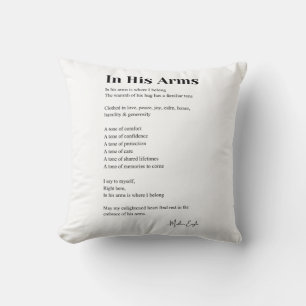 In his arms poem poetry decor  cushion