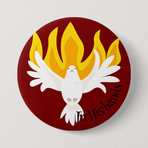 In His Hands Holy Spirit Dove Pentecost 7.5 Cm Round Badge