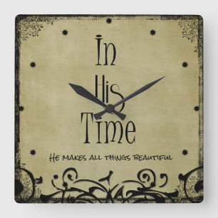 In His time Bible Verse Square Wall Clock