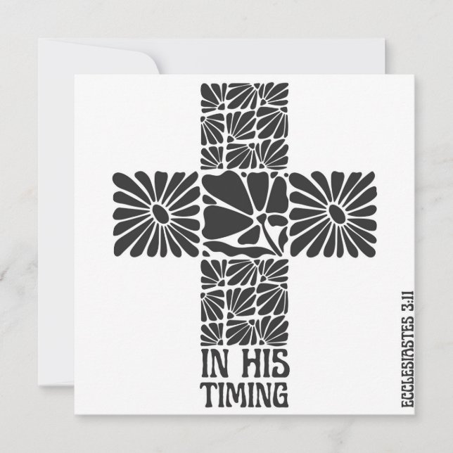 In His Timing Christian Cross Card Christian Faith (Front)