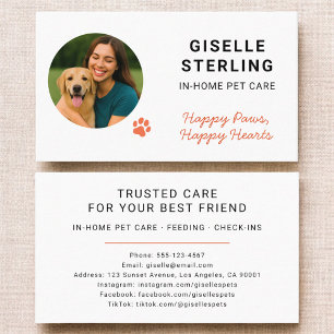 In Home Pet Care Photo Paw Print Business Card
