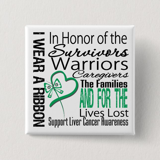 In Honour Collage Tribute Liver Cancer 15 Cm Square Badge (Front)