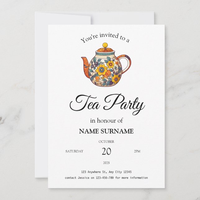 In Honour of Tea Party Invitation (Front)