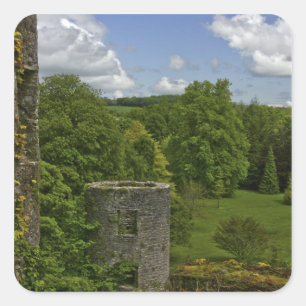 In Ireland, at Blarney Castle a stone tower in Square Sticker