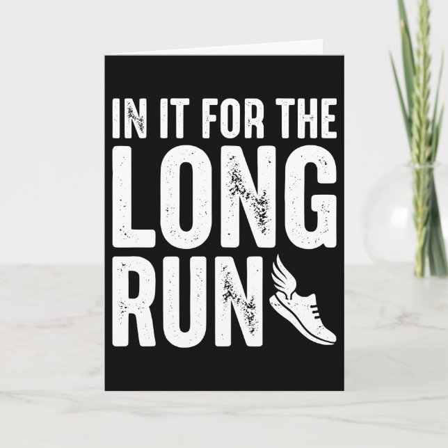 in It for The Long Run Runner Pun Running Quote Card (Front)