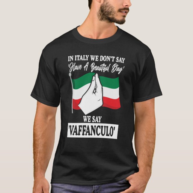 in Italy we don't say have a beautiful day Italy V T-Shirt (Front)