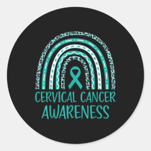 In January We Wear Teal And White Cervical Cancer Classic Round Sticker