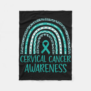 In January We Wear Teal And White Cervical Cancer Fleece Blanket