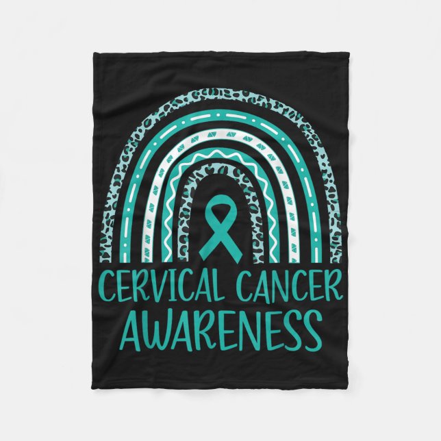 In January We Wear Teal And White Cervical Cancer  Fleece Blanket (Front)