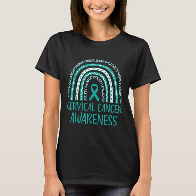 In January We Wear Teal And White Cervical Cancer  T-Shirt (Front)