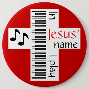In Jesus' Name I Play 6 Cm Round Badge