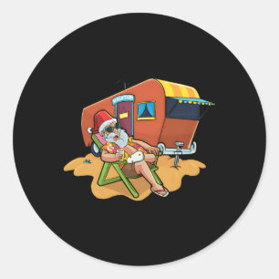 In July Santa Camper Rv Caravan Camg Classic Round Sticker