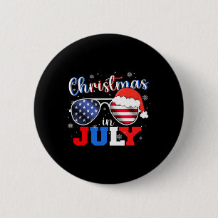 In July Santa Hat Sungles Usa Flag 4th Of July 6 Cm Round Badge