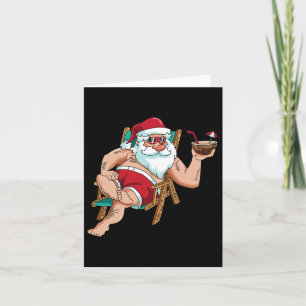 In July Santa On Beach Independence Day Summer  Card