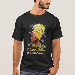 In July Wear Yellow Sarcoma Awareness Black Woman T-Shirt